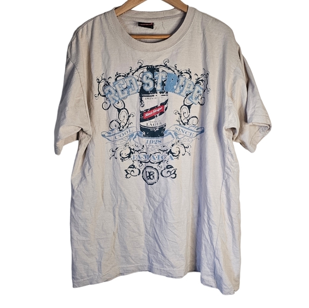 Red Stripe Graphic Tee Shirt Size Large